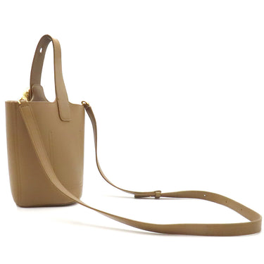 ロエベ LOEWE ペブル バケットバッグ ミニ AANBBBMX01 オーク スムースカーフ 2WAYバッグ ゴールド金具 茶 ハンドバッグ ショルダーバッグ