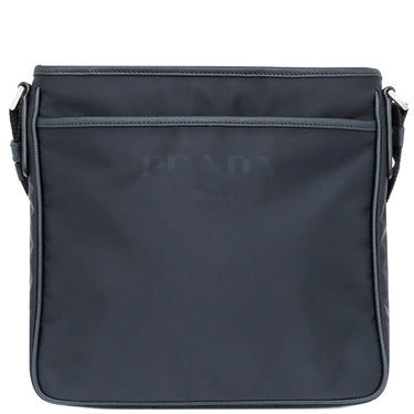 プラダ PRADA 三角ロゴ ネイビー ナイロン ショルダーバッグ シルバー金具 紺 テスートナイロン