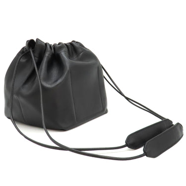 ジルサンダー Jil Sander ダンプリング ドローストリング ブラック レザー ショルダーバッグ Dumplin 黒 巾着