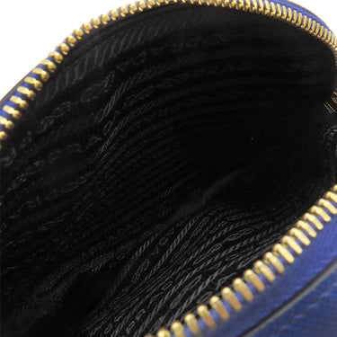 プラダ PRADA サフィアーノ オデット 2way バッグ 1BH123 ブルー サフィアーノレザー 2WAYバッグ ゴールド金具 青 三角ロゴ ハンドバッグ ショルダー