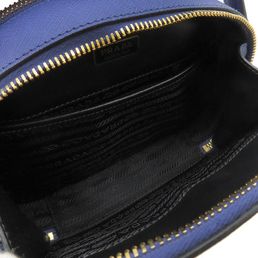 プラダ PRADA サフィアーノ オデット 2way バッグ 1BH123 ブルー サフィアーノレザー 2WAYバッグ ゴールド金具 青 三角ロゴ ハンドバッグ ショルダー