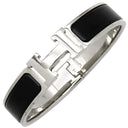 エルメス HERMES クリックH PM ブラック×シルバー メタル エナメル ブレスレット シルバー金具 Hブレス クリッククラック