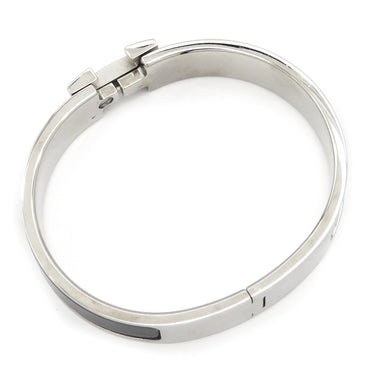 エルメス HERMES クリックH PM ブラック×シルバー メタル エナメル ブレスレット シルバー金具 Hブレス クリッククラック