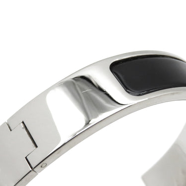 エルメス HERMES クリックH PM ブラック×シルバー メタル エナメル ブレスレット シルバー金具 Hブレス クリッククラック