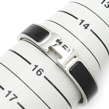 エルメス HERMES クリックH PM ブラック×シルバー メタル エナメル ブレスレット シルバー金具 Hブレス クリッククラック