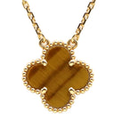 ヴァンクリーフアーペル Van Cleef & Arpels ヴィンテージ アルハンブラ タイガーアイ ブラウンXイエローゴールド K18YG タイガーアイ マザーオブパール ネックレス 750 18金