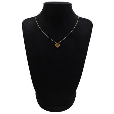 ヴァンクリーフアーペル Van Cleef & Arpels ヴィンテージ アルハンブラ タイガーアイ ブラウンXイエローゴールド K18YG タイガーアイ マザーオブパール ネックレス 750 18金