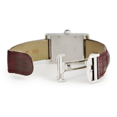 腕時計 カルティエ Cartier タンク アビス CPCP W1529651 手巻き メンズ Pt950無垢 プラチナ ギョウシェ 角型 青針 ローマ数字