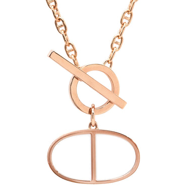 エルメス HERMES シェーヌダンクル ヴェルソ ホワイトXローズゴールド K18PG セラミック ネックレス ピンクゴールド