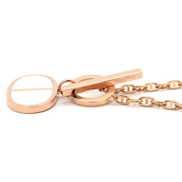 エルメス HERMES シェーヌダンクル ヴェルソ ホワイトXローズゴールド K18PG セラミック ネックレス ピンクゴールド