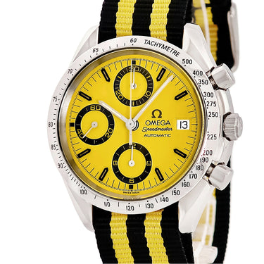 腕時計 オメガ OMEGA スピードマスター デイト ミハエル シューマッハ 1stモデル 3511.12 自動巻き メンズ イエロー クロノグラフ