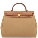 エルメス HERMES エールバッグジップPM 31 チャイ×フォーブ トワルミリタリー ヴァッシュハンター 2WAYバッグ ゴールド金具 茶 トワルミリテール