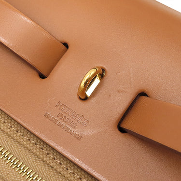エルメス HERMES エールバッグジップPM 31 チャイ×フォーブ トワルミリタリー ヴァッシュハンター 2WAYバッグ ゴールド金具 茶 トワルミリテール