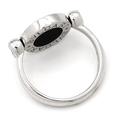 ブルガリ BVLGARI ブルガリブルガリ フリップ ホワイトゴールド K18WG ダイヤモンド オニキス リング 指輪 18K 750 18金 1Pダイヤ 5号