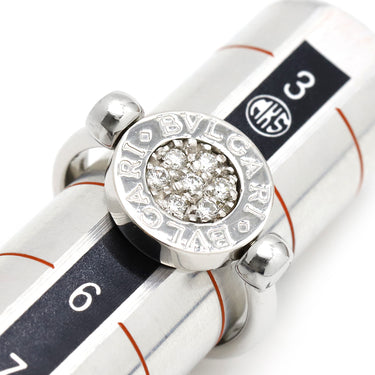 ブルガリ BVLGARI ブルガリブルガリ フリップ ホワイトゴールド K18WG ダイヤモンド オニキス リング 指輪 18K 750 18金 1Pダイヤ 5号