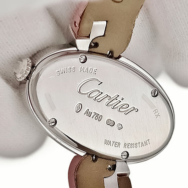 腕時計 カルティエ Cartier デリス ドゥ カルティエ SM WG800014 クオーツ レディース K18WG無垢 純正ダイヤ ローマン オーバル