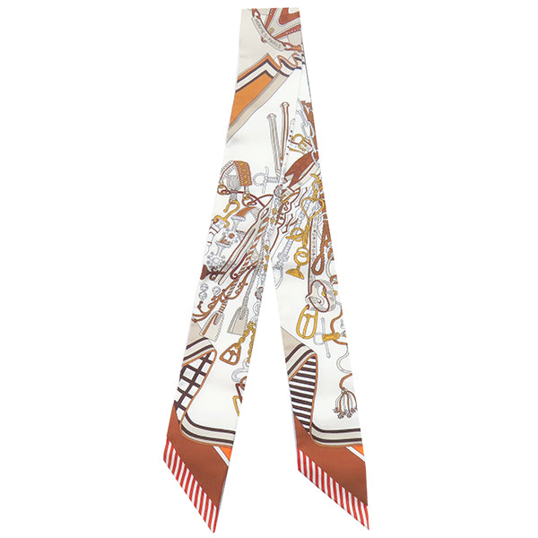 エルメス HERMES ツイリー ブラン×アルザン×エトゥープ シルク