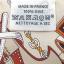 エルメス HERMES ツイリー ブラン×アルザン×エトゥープ シルク スカーフ 【Bouquets Sellier/鞍職人の花束】