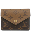 ルイヴィトン LOUIS VUITTON ポルトフォイユ ヴィクトリーヌ M81557 モノグラムリバース モノグラムリバースキャンバス 三つ折り財布 ゴールド金具 茶 コンパクトウォレット