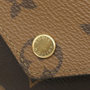 ルイヴィトン LOUIS VUITTON ポルトフォイユ ヴィクトリーヌ M81557 モノグラムリバース モノグラムリバースキャンバス 三つ折り財布 ゴールド金具 茶 コンパクトウォレット