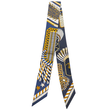 エルメス HERMES ツイリー マリン×ゴールド×ブロン シルク スカーフ 【EPAULETTES DE GALA/式典肩章】