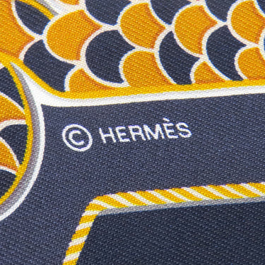 エルメス HERMES ツイリー マリン×ゴールド×ブロン シルク スカーフ 【EPAULETTES DE GALA/式典肩章】