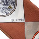 エルメス HERMES ツイリー ブラック×ホワイト×キャメル シルク レザー スカーフ 【COLLIERS ET CHIENS/首輪と犬】