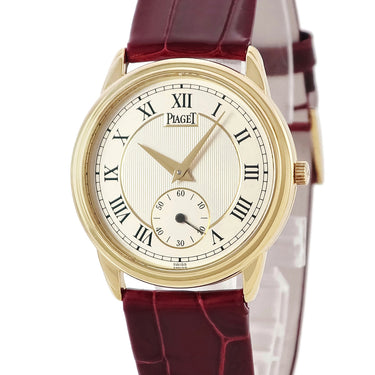 腕時計 ピアジェ PIAGET グベナー 15970 手巻き メンズ レディース OH済 K18YG無垢 スモールセコンド アイボリー ローマ数字