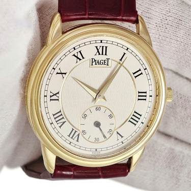 腕時計 ピアジェ PIAGET グベナー 15970 手巻き メンズ レディース OH済 K18YG無垢 スモールセコンド アイボリー ローマ数字