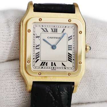 腕時計 カルティエ Cartier サントス デュモン LM エクストラスリム W1505453 手巻き メンズ レディース OH済 K18YG無垢 スクエア