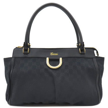 グッチ GUCCI アビー 189831 ブラック GGキャンバス ハンドバッグ シャンパンゴールド金具 黒 トートバッグ