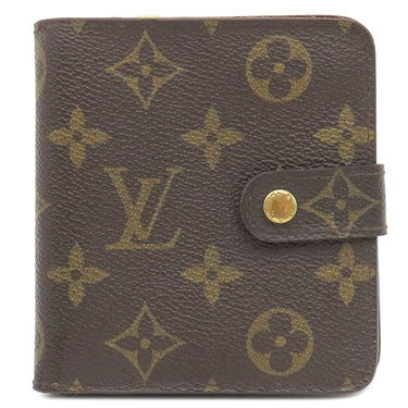 ルイヴィトン LOUIS VUITTON コンパクトジップ M61667 モノグラム モノグラムキャンバス 二つ折り財布 ゴールド金具 茶
