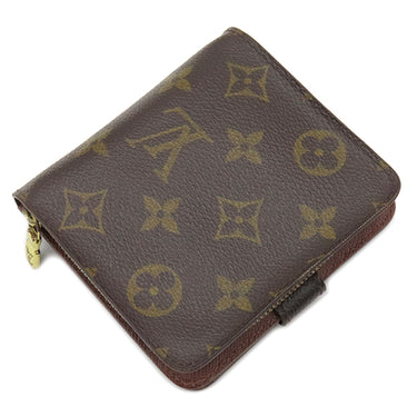 ルイヴィトン LOUIS VUITTON コンパクトジップ M61667 モノグラム モノグラムキャンバス 二つ折り財布 ゴールド金具 茶
