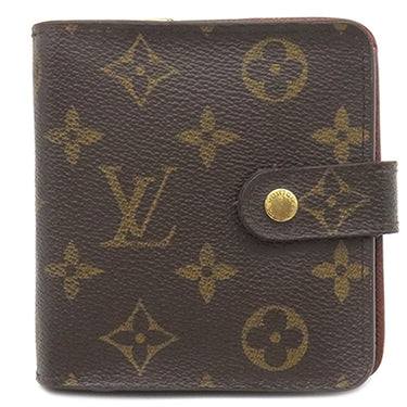 ルイヴィトン LOUIS VUITTON コンパクトジップ M61667 モノグラム モノグラムキャンバス 二つ折り財布 ゴールド金具 茶