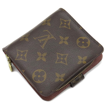 ルイヴィトン LOUIS VUITTON コンパクトジップ M61667 モノグラム モノグラムキャンバス 二つ折り財布 ゴールド金具 茶