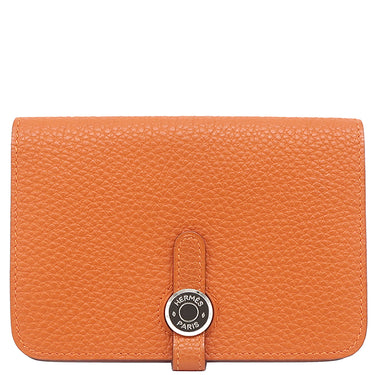 エルメス HERMES ドゴン コンパクト オレンジ トゴ 二つ折り財布 シルバー金具