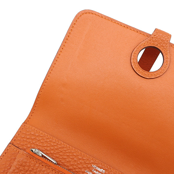 エルメス HERMES ドゴン コンパクト オレンジ トゴ 二つ折り財布