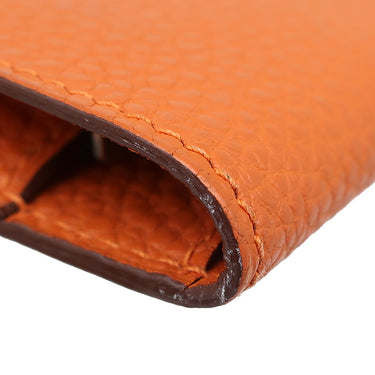 エルメス HERMES ドゴン コンパクト オレンジ トゴ 二つ折り財布 シルバー金具