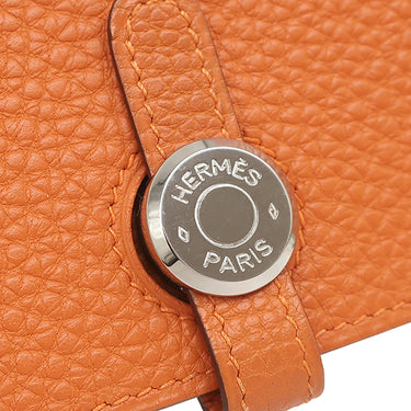 エルメス HERMES ドゴン コンパクト オレンジ トゴ 二つ折り財布 シルバー金具