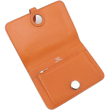 エルメス HERMES ドゴン コンパクト オレンジ トゴ 二つ折り財布 シルバー金具