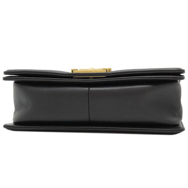 シャネル CHANEL ボーイシャネル A67086 ブラック レザー ショルダーバッグ ヴィンテージ金具 黒 シェブロン チェーンショルダー