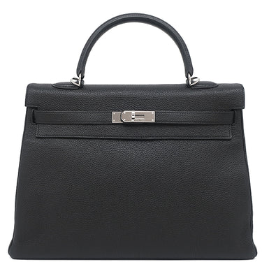 エルメス HERMES ケリー35 内縫い ブラック トゴ 2WAYバッグ シルバー金具 黒