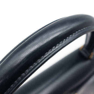 エルメス HERMES ケリー28 外縫い ネイビー系 ボックスカーフ ハンドバッグ ゴールド金具 紺 ストラップ・カデナ欠品