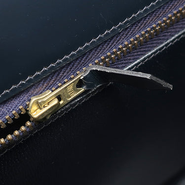 エルメス HERMES ケリー28 外縫い ネイビー系 ボックスカーフ ハンドバッグ ゴールド金具 紺 ストラップ・カデナ欠品