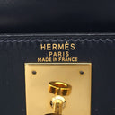 エルメス HERMES ケリー28 外縫い ネイビー系 ボックスカーフ ハンドバッグ ゴールド金具 紺 ストラップ・カデナ欠品