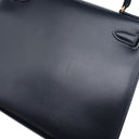 エルメス HERMES ケリー28 外縫い ネイビー系 ボックスカーフ ハンドバッグ ゴールド金具 紺 ストラップ・カデナ欠品