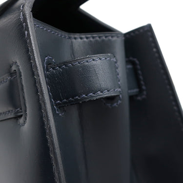 エルメス HERMES ケリー28 外縫い ネイビー系 ボックスカーフ ハンドバッグ ゴールド金具 紺 ストラップ・カデナ欠品