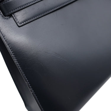 エルメス HERMES ケリー28 外縫い ネイビー系 ボックスカーフ ハンドバッグ ゴールド金具 紺 ストラップ・カデナ欠品