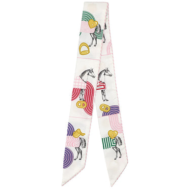 エルメス HERMES ツイリー ホワイト×マルチカラー シルク スカーフ 【GARDE ROBE POP/ガルドローブポップ】