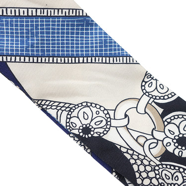 エルメス HERMES ツイリー ブルー×クリーム× ゴールド シルク スカーフ 【SELLE DE DIGNITAIRE/高官の鞍】